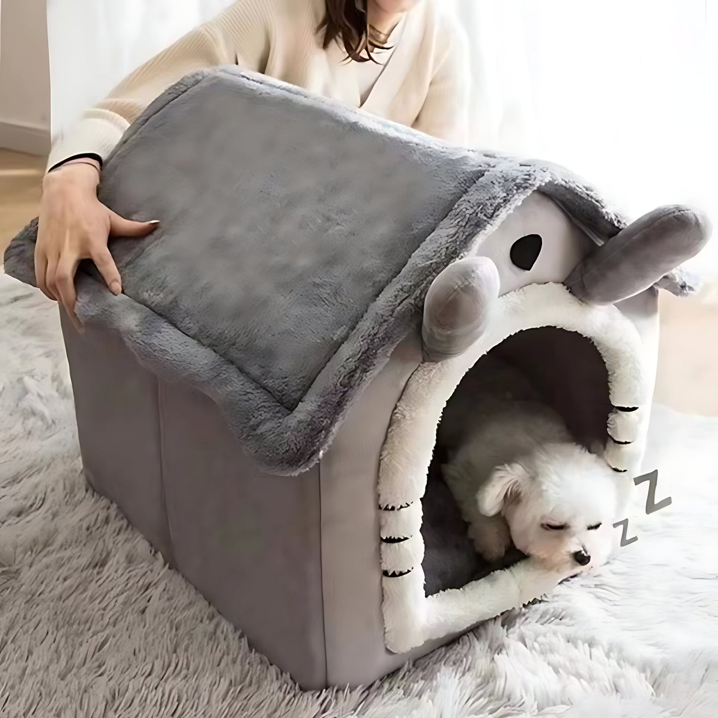 Cozy Indoor Pet House Bed – Washable All-Year Comfort for Small Pets
