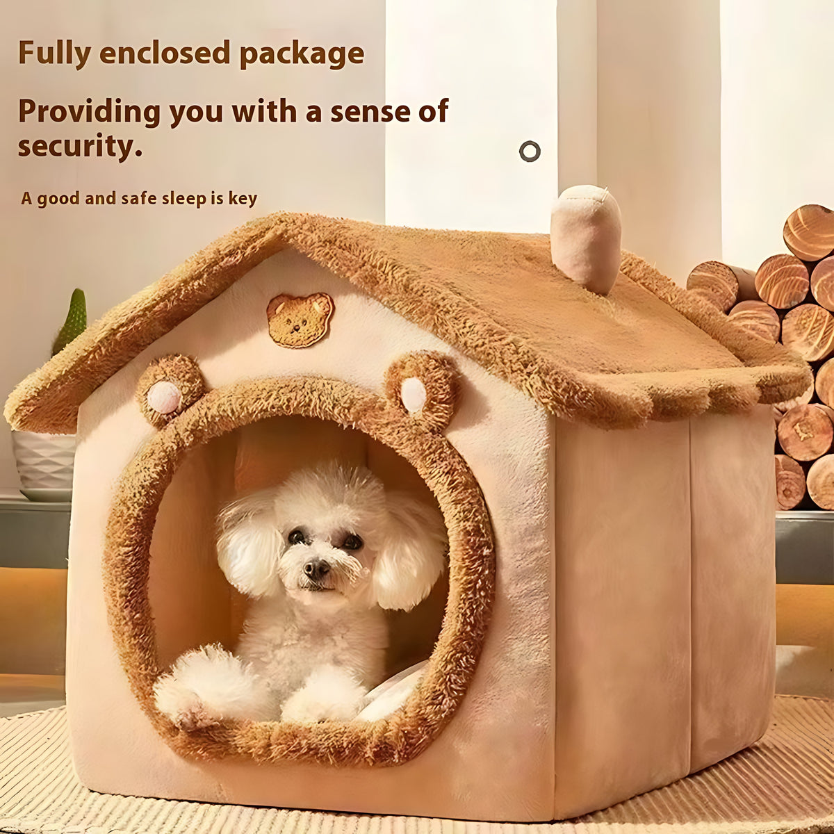 Cozy Indoor Pet House Bed – Washable All-Year Comfort for Small Pets
