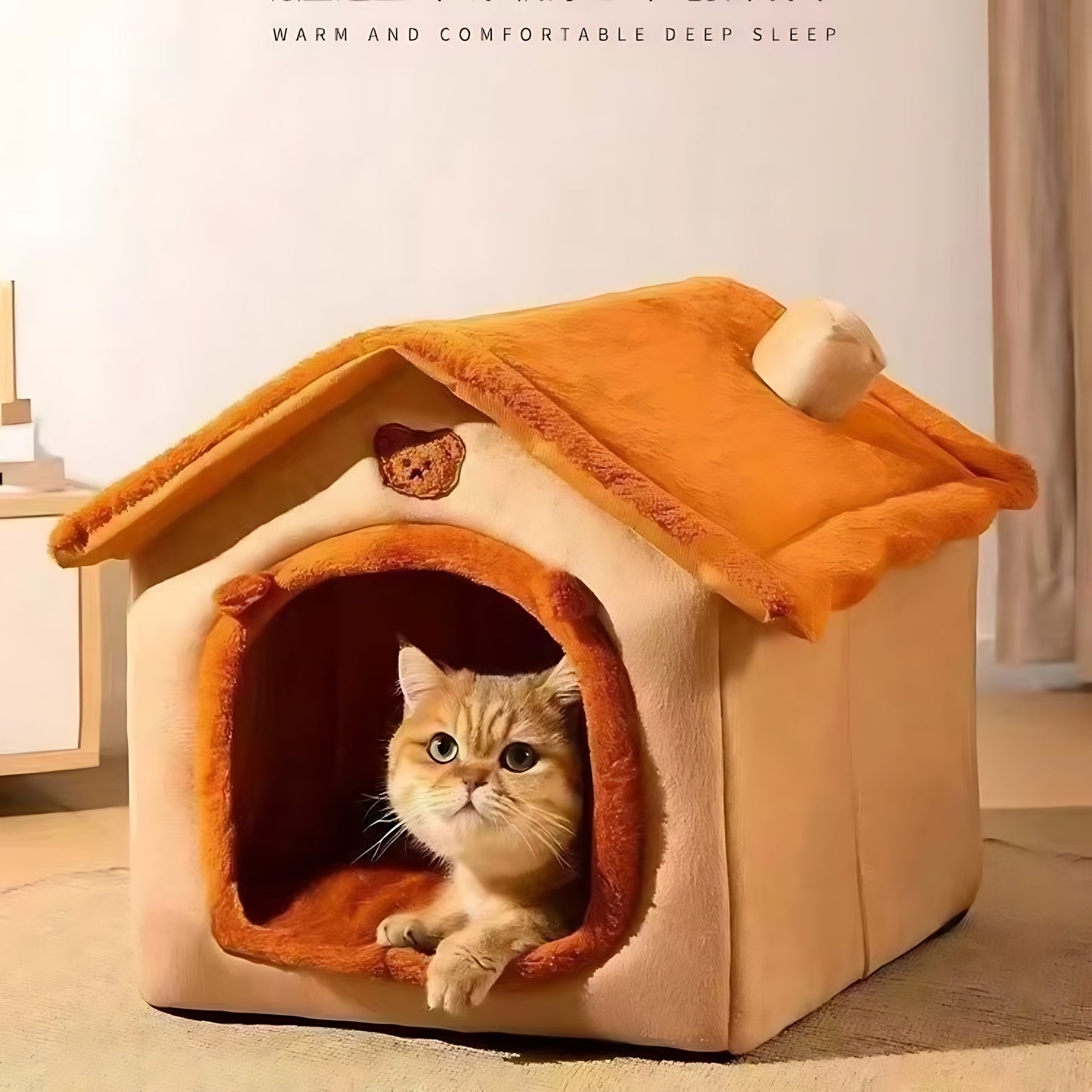 Cozy Indoor Pet House Bed – Washable All-Year Comfort for Small Pets