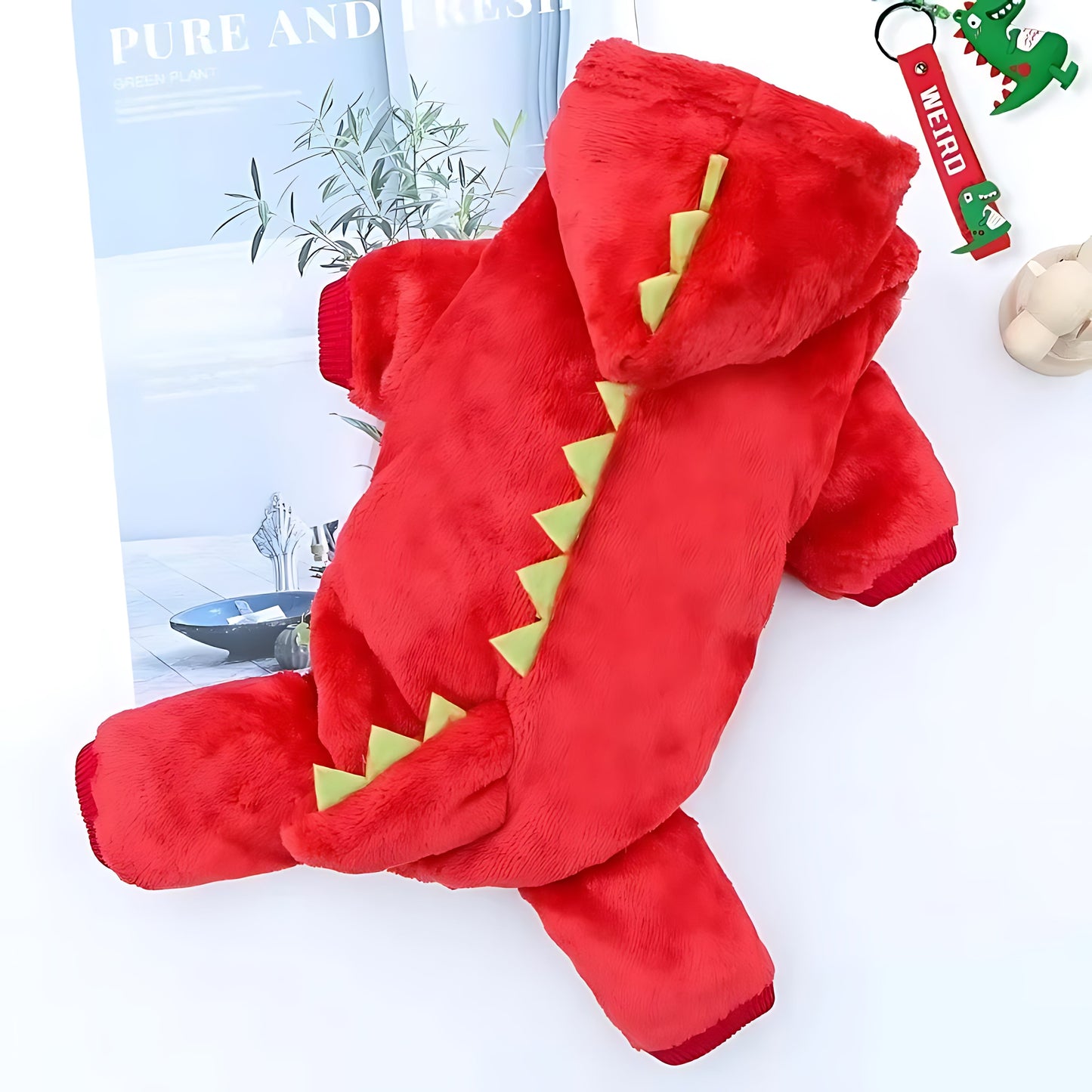 Dinosaur Dog Hoodie – Warm Fleece Winter Coat for Small Dogs