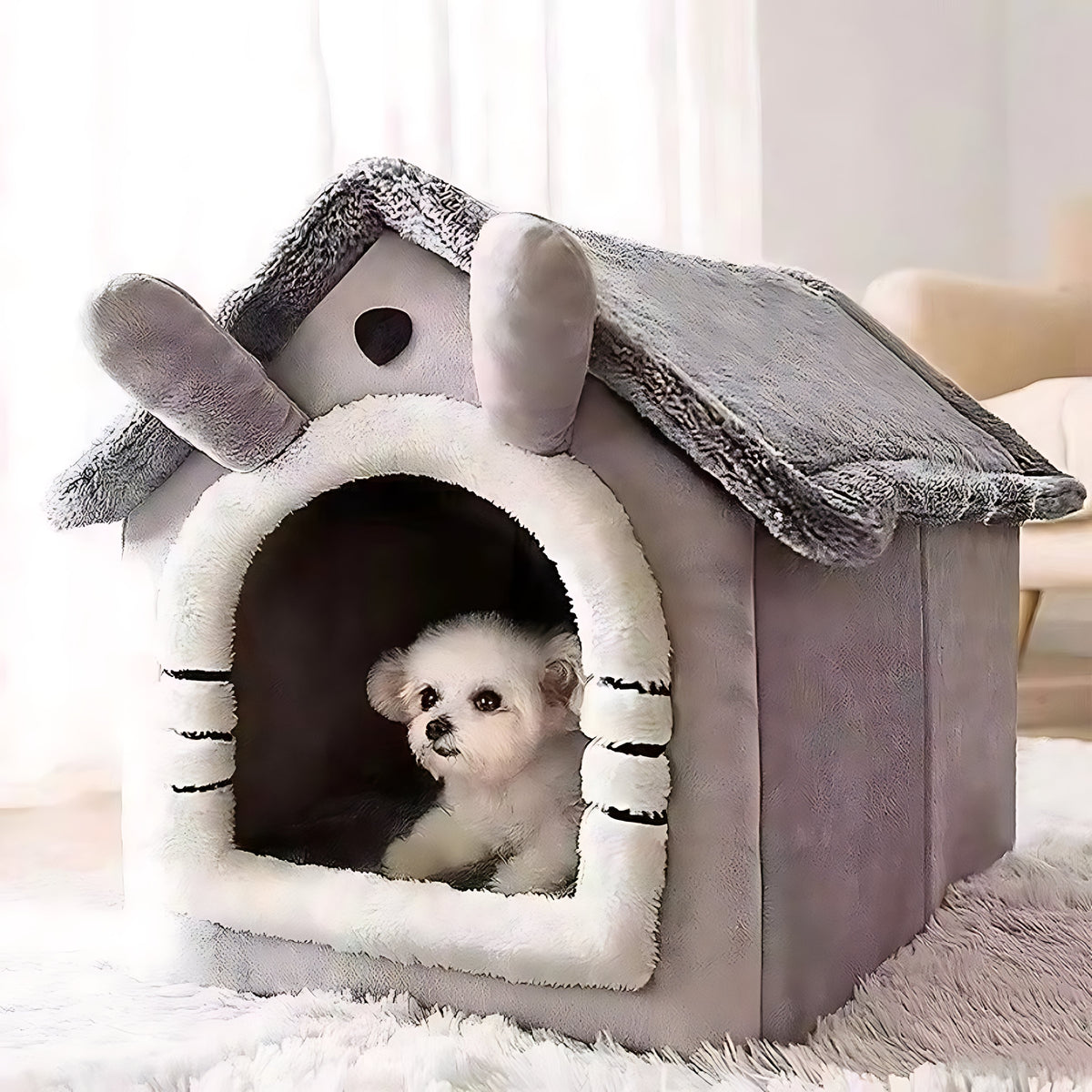 Indoor Pet House Bed – Washable Cozy Bed for Cats & Small Dogs