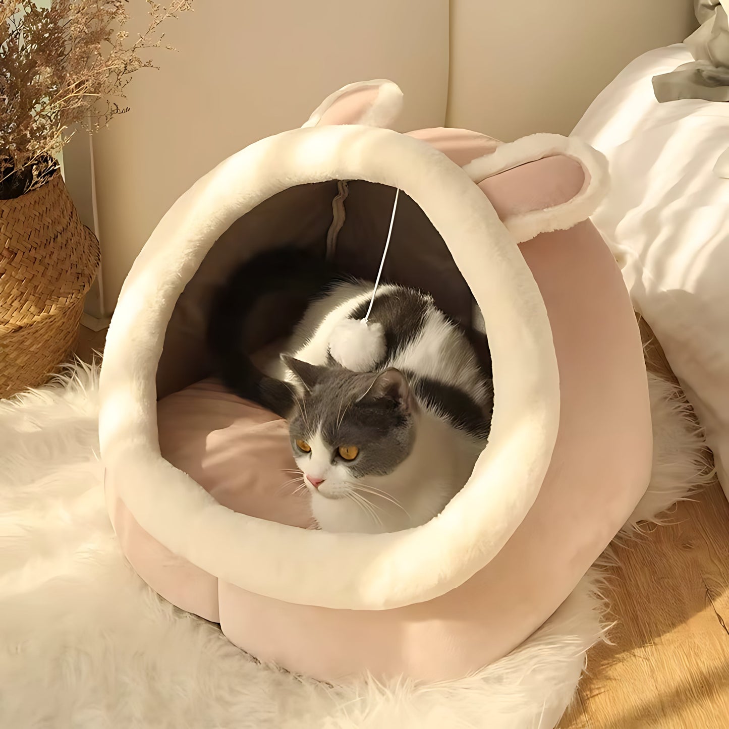 Luxury Cat Cave Bed – Soft Enclosed Sleeping House for Cats & Small Dogs