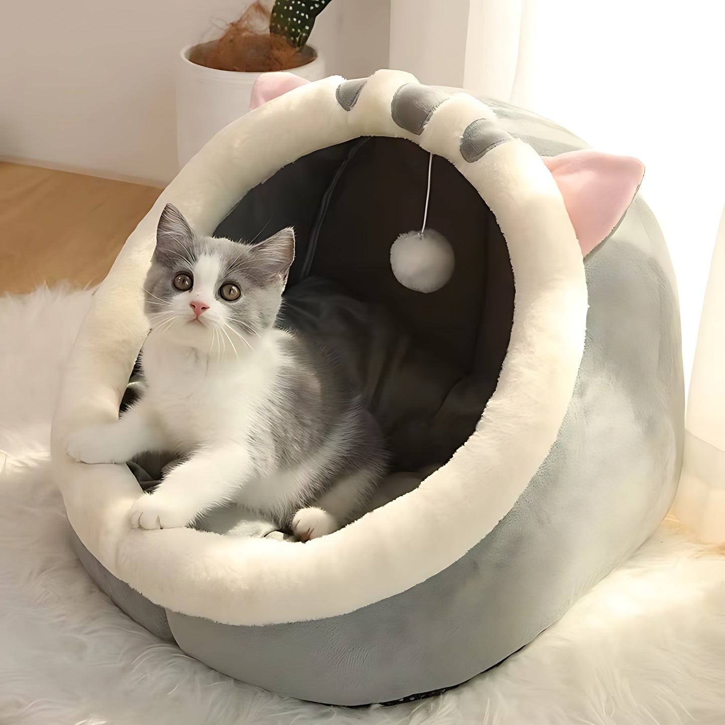 Luxury Cat Cave Bed – Soft Enclosed Sleeping House for Cats & Small Dogs