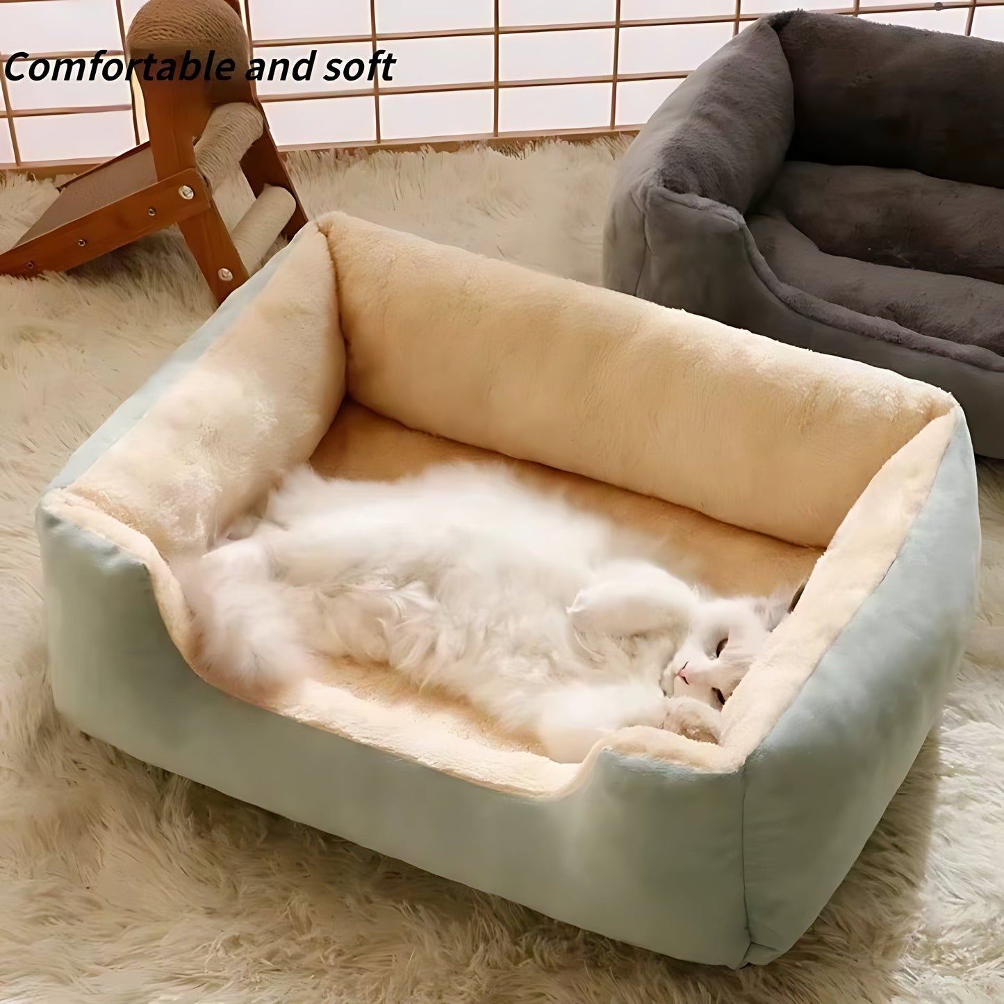 Soft Winter Cat & Dog Bed – Warm Cushion Basket House for Pets