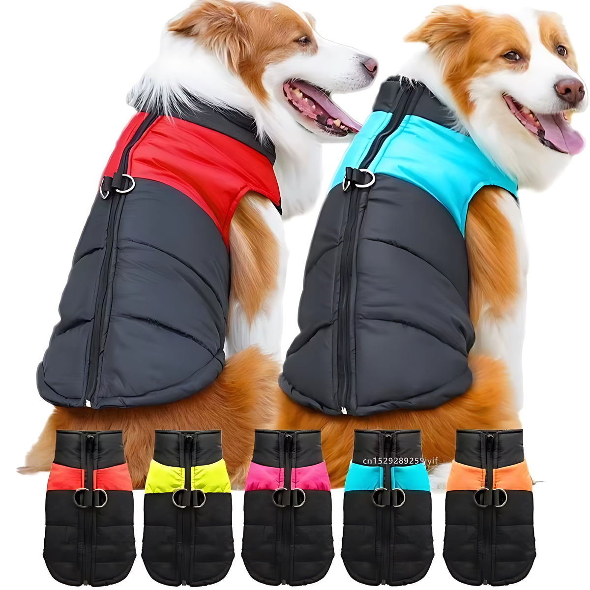 Waterproof Winter Dog Coat – Warm Padded Zipper Jacket for Small, Medium & Large Dogs