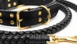 Premium Genuine Leather Dog Collar & Lead Set – Braided Heavy Duty Leash - Image 3
